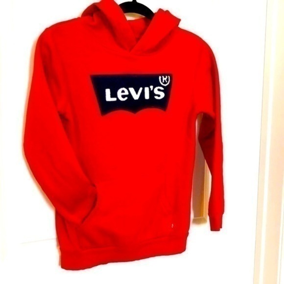 LEVI’S | Youth Red Levi’s Blue Logo Hoodie, Size Large - Picture 1 of 6